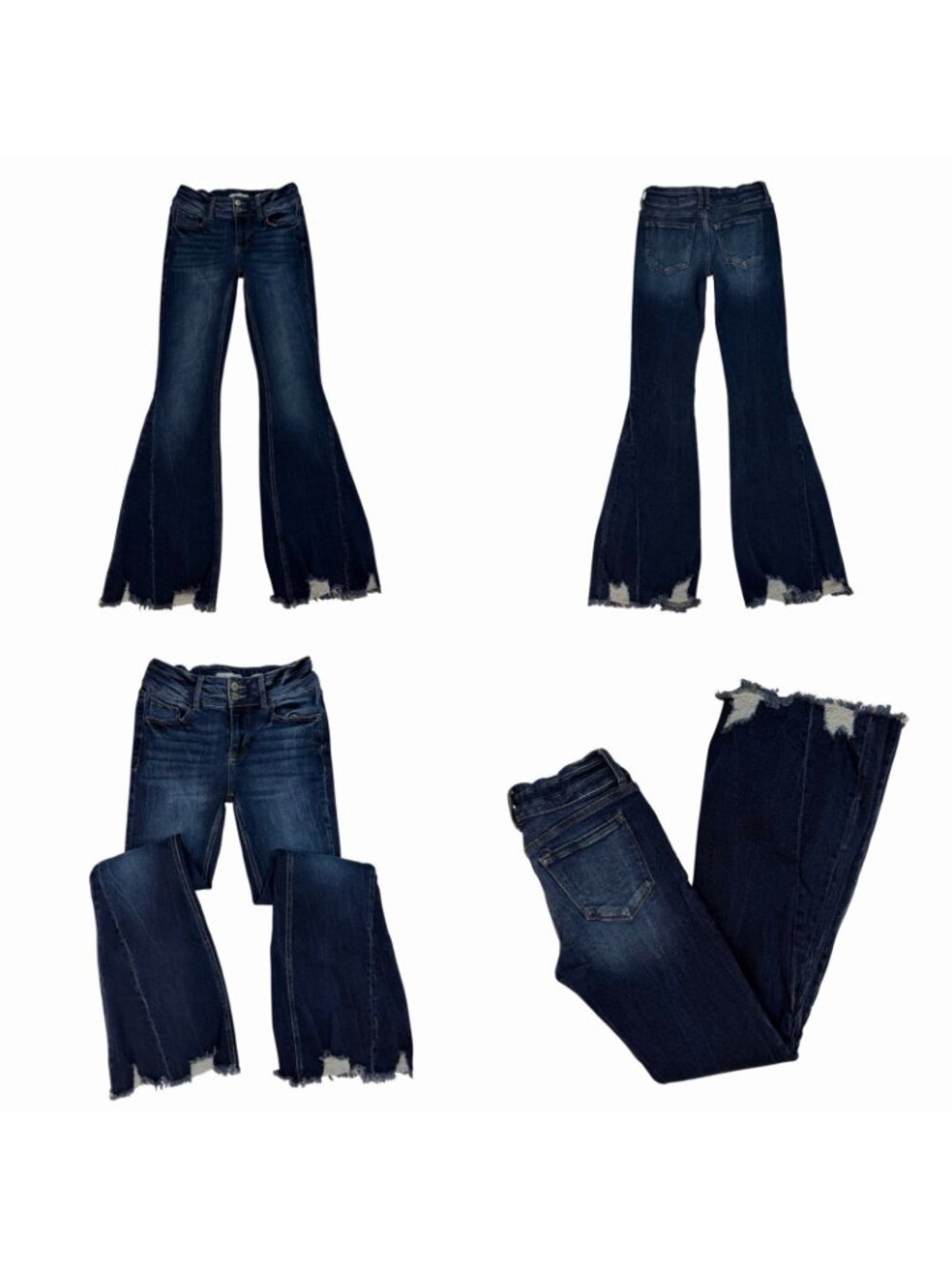 Kancan Signature Mid Rise Super Flare Jeans Size 26 Distressed Raw Hems VBK2079L - Picture 2 of 13